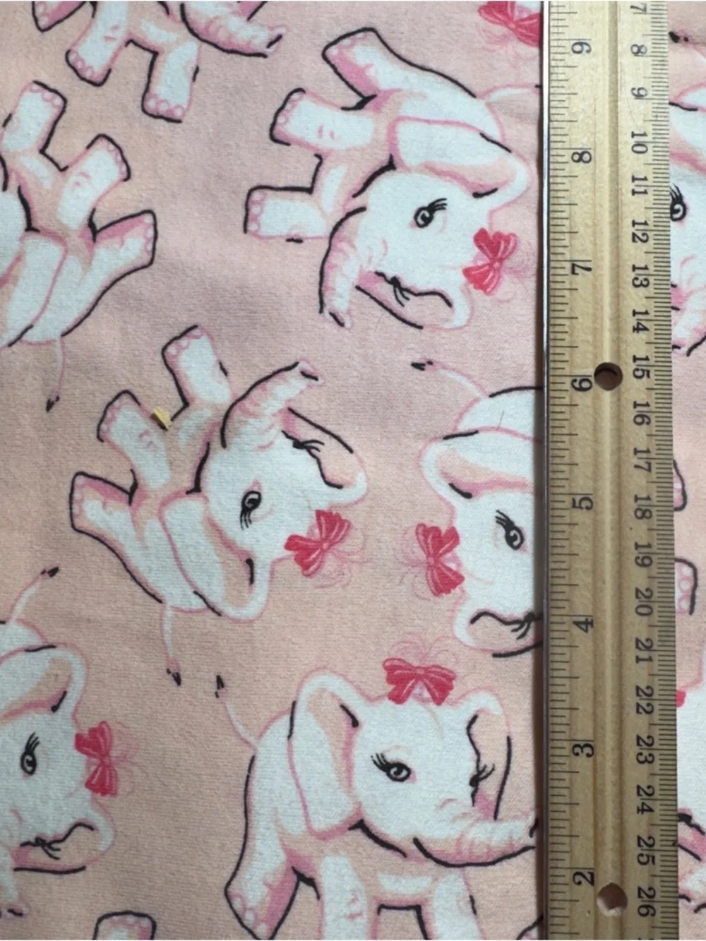Hand Crafted Pink and White Elephant knit Fabric 57” x 68” wide #760